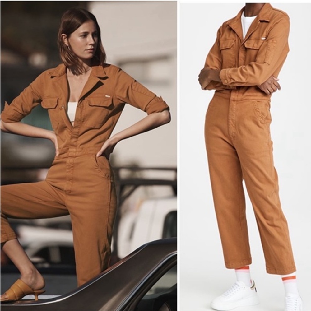 Mother Jumpsuit The Fixer In Brown Denim